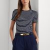 Lacivert Kadın Ralph Lauren Çizgili Streç Pamuklu Tişörtler Lacivert Kadın Ralph Lauren Çizgili Streç Pamuklu Tişörtler