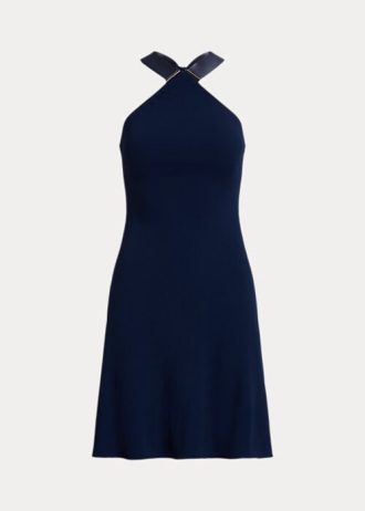 Lacivert Kadın Ralph Lauren Jinett Jersey Halter Günlük Elbise