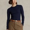 Lacivert Kadın Ralph Lauren Kaburga Süet Kenarlı Uzun Kollu Tişörtler Lacivert Kadın Ralph Lauren Kaburga Süet Kenarlı Uzun Kollu Tişörtler