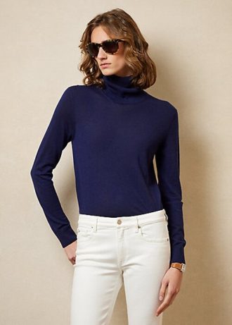 Lacivert Kadın Ralph Lauren Kaşmir Yaka Kazaklar