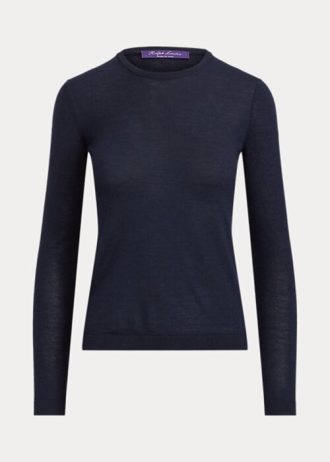 Lacivert Kadın Ralph Lauren Kaşmir Yuvarlak Yaka Kazaklar