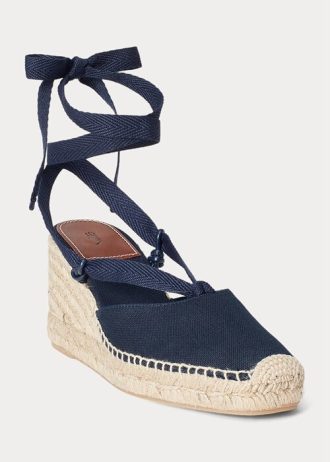 Lacivert Kadın Ralph Lauren Kanvas Kamalı Espadril