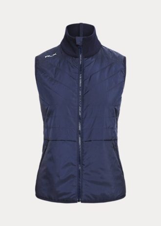 Lacivert Kadın Ralph Lauren Kapitone Ön Hibrit Tam Fermuarlı Yelek