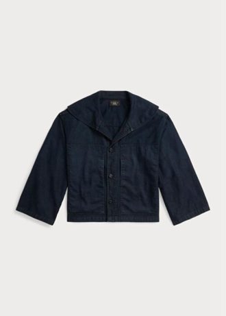 Lacivert Kadın Ralph Lauren Kısa Indigo Pamuklu-Keten Ceketler