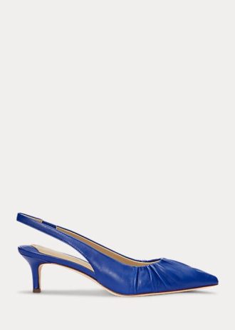 Lacivert Kadın Ralph Lauren Lolah Nappa Deri Slingback Topuklu Ayakkabı