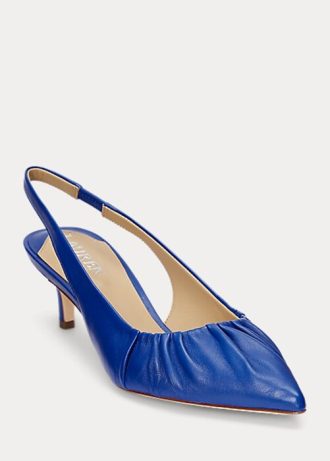 Lacivert Kadın Ralph Lauren Lolah Nappa Deri Slingback Topuklu Ayakkabı