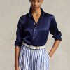 Lacivert Kadın Ralph Lauren Mulberry İpek Gömlekler