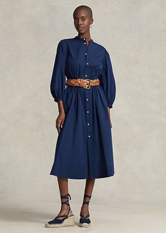 Lacivert Kadın Ralph Lauren Pamuklu Geniş Kumaş Elbise