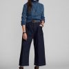 Lacivert Kadın Ralph Lauren Pamuklu-Keten Kot Geniş Paça Pantolon Lacivert Kadın Ralph Lauren Pamuklu-Keten Kot Geniş Paça Pantolon