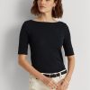 Lacivert Kadın Ralph Lauren Pamuklu Tekne Yaka Üstler Lacivert Kadın Ralph Lauren Pamuklu Tekne Yaka Üstler