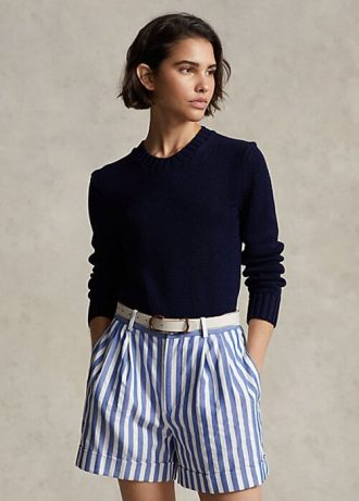 Lacivert Kadın Ralph Lauren Pamuklu Yuvarlak Yaka Kazaklar