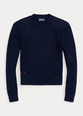 Lacivert Kadın Ralph Lauren Pamuklu Yuvarlak Yaka Kazaklar