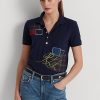 Lacivert Kadın Ralph Lauren Patchwork Piqué Polo Gömlekler