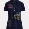 Lacivert Kadın Ralph Lauren Patchwork Piqué Polo Gömlekler