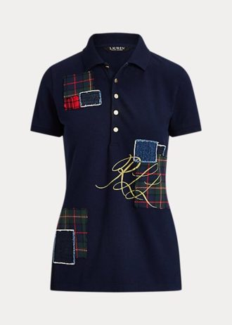 Lacivert Kadın Ralph Lauren Patchwork Piqué Polo Gömlekler