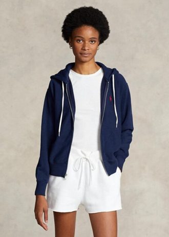 Lacivert Kadın Ralph Lauren Polar Tam Fermuarlı Kapüşonlu Üst