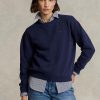 Lacivert Kadın Ralph Lauren Polar Yuvarlak Yaka Kazak Sweatshirt