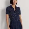 Lacivert Kadın Ralph Lauren Puantiyeli Piqué Polo Gömlek Lacivert Kadın Ralph Lauren Puantiyeli Piqué Polo Gömlek