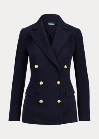 Lacivert Kadın Ralph Lauren Örgü Kruvaze Blazer Ceket