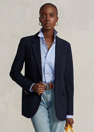 Lacivert Kadın Ralph Lauren Streç İki Düğmeli Blazer