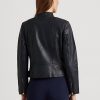 Lacivert Kadın Ralph Lauren Tumbled Deri Motosiklet Ceketleri Lacivert Kadın Ralph Lauren Tumbled Deri Motosiklet Ceketleri