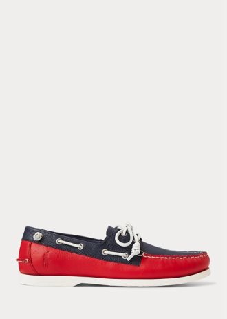 Lacivert / Kırmızı Erkek Ralph Lauren Merton İki Renkli Deri Günlük Ayakkabı
