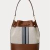 Lauren Tan/Lacivert Çizgili Kadın Ralph Lauren Kanvas Büyük Andie El Çantası Lauren Tan/Lacivert Çizgili Kadın Ralph Lauren Kanvas Büyük Andie El Çantası