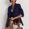 Lauren Tan/Lacivert Çizgili Kadın Ralph Lauren Kanvas Büyük Andie El Çantası Lauren Tan/Lacivert Çizgili Kadın Ralph Lauren Kanvas Büyük Andie El Çantası