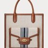 Lauren Tan/Navy Kadın Ralph Lauren Canvas Büyük Symone Tote Çantalar Lauren Tan/Navy Kadın Ralph Lauren Canvas Büyük Symone Tote Çantalar