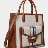 Lauren Tan/Navy Kadın Ralph Lauren Canvas Büyük Symone Tote Çantalar Lauren Tan/Navy Kadın Ralph Lauren Canvas Büyük Symone Tote Çantalar