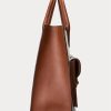 Lauren Tan/Navy Kadın Ralph Lauren Canvas Büyük Symone Tote Çantalar Lauren Tan/Navy Kadın Ralph Lauren Canvas Büyük Symone Tote Çantalar
