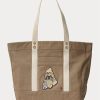 Madison Tan Kadın Ralph Lauren Kanvas Orta Boy Polo Bear Tote Çantalar Madison Tan Kadın Ralph Lauren Kanvas Orta Boy Polo Bear Tote Çantalar