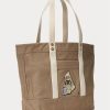 Madison Tan Kadın Ralph Lauren Kanvas Orta Boy Polo Bear Tote Çantalar Madison Tan Kadın Ralph Lauren Kanvas Orta Boy Polo Bear Tote Çantalar