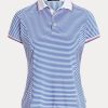 Mavi / Beyaz Kadın Ralph Lauren Çizgili Jersey Polo Tişörtleri Mavi / Beyaz Kadın Ralph Lauren Çizgili Jersey Polo Tişörtleri