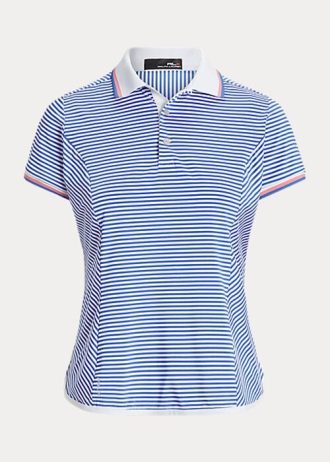 Mavi / Beyaz Kadın Ralph Lauren Çizgili Jersey Polo Tişörtleri