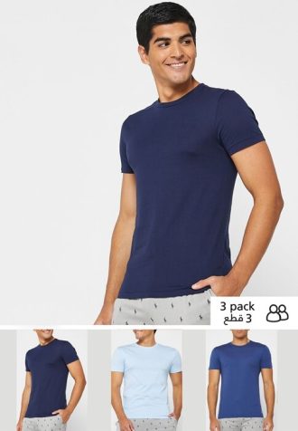 Mavi Erkek Ralph Lauren 3’lü Paket Çeşitli Yuvarlak Yaka Tişörtler