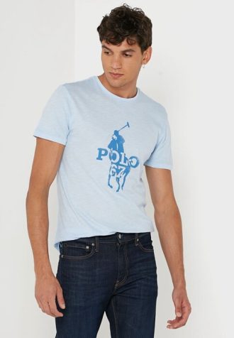 Mavi Erkek Ralph Lauren Baskılı Yuvarlak Yaka Tişörtler Mavi Erkek Ralph Lauren Baskılı Yuvarlak Yaka Tişörtler