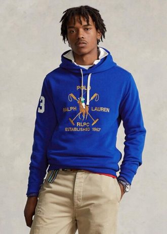 Mavi Erkek Ralph Lauren Büyük Polo Armalı Polar Kapüşonlu Üst
