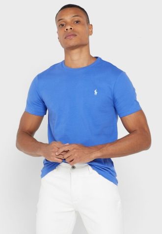 Mavi Erkek Ralph Lauren Essential Yuvarlak Yaka Tişörtler
