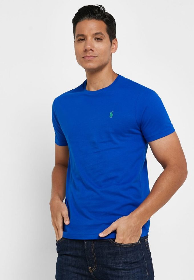 Mavi Erkek Ralph Lauren Essential Yuvarlak Yaka Tişörtler
