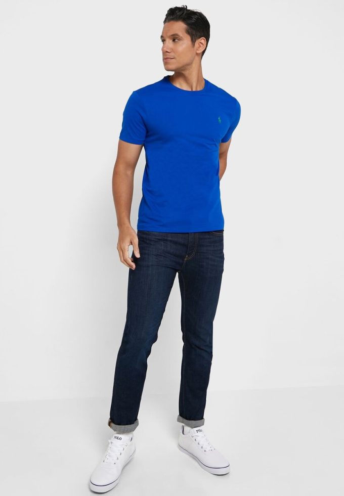Mavi Erkek Ralph Lauren Essential Yuvarlak Yaka Tişörtler