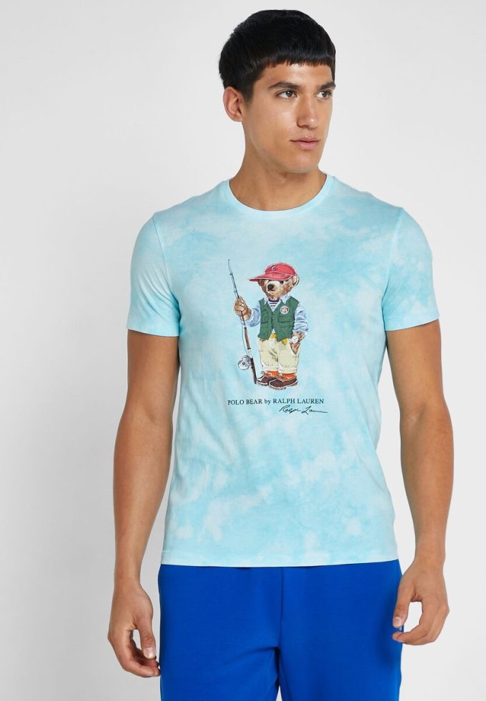 Mavi Erkek Ralph Lauren Grafik Yuvarlak Yaka Tişörtler