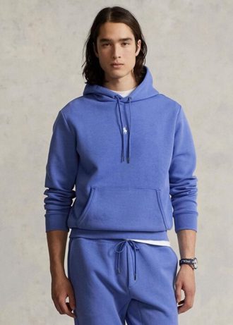 Mavi Erkek Ralph Lauren Çift Örgü Kapüşonlu Üst