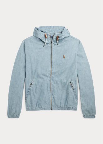 Mavi Erkek Ralph Lauren Indigo Chambray Kapüşonlu Ceketler