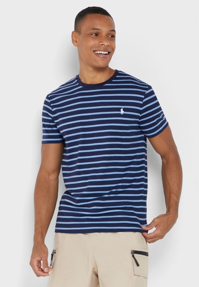 Mavi Erkek Ralph Lauren Çizgili Yuvarlak Yaka Tişörtler Mavi Erkek Ralph Lauren Çizgili Yuvarlak Yaka Tişörtler