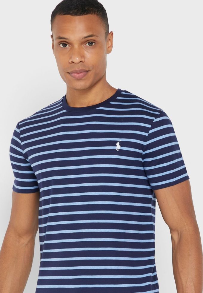 Mavi Erkek Ralph Lauren Çizgili Yuvarlak Yaka Tişörtler Mavi Erkek Ralph Lauren Çizgili Yuvarlak Yaka Tişörtler