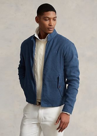 Mavi Erkek Ralph Lauren Keten Karışımlı Balıksırtı Desenli Twill Ceketler