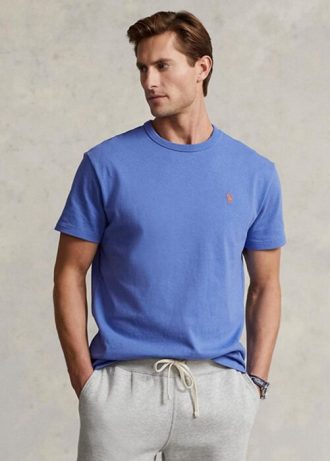 Mavi Erkek Ralph Lauren Klasik Kesim Ağır Sıklet Jersey Tişörtleri