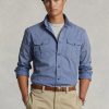 Mavi Erkek Ralph Lauren Klasik Kesim Chino İş Gömlekleri Mavi Erkek Ralph Lauren Klasik Kesim Chino İş Gömlekleri