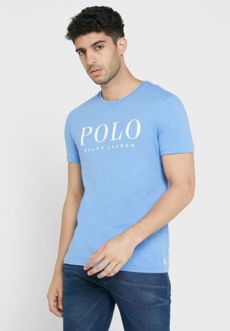 Mavi Erkek Ralph Lauren Logolu Yuvarlak Yaka Tişörtler
